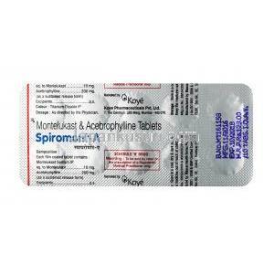 スピロモント A,　アセブロフィリン 200mg / モンテルカスト 10mg, 錠剤, シート情報